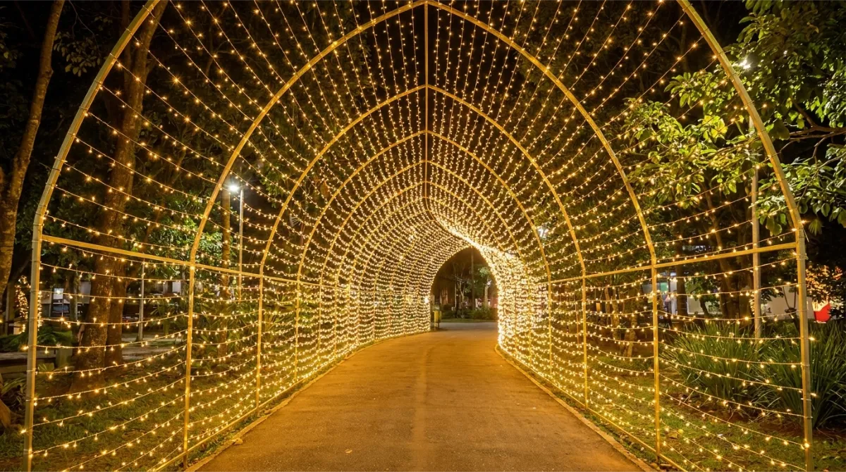 Túnel de luz natalino para espaço corporativo, Forma & Luz São Paulo